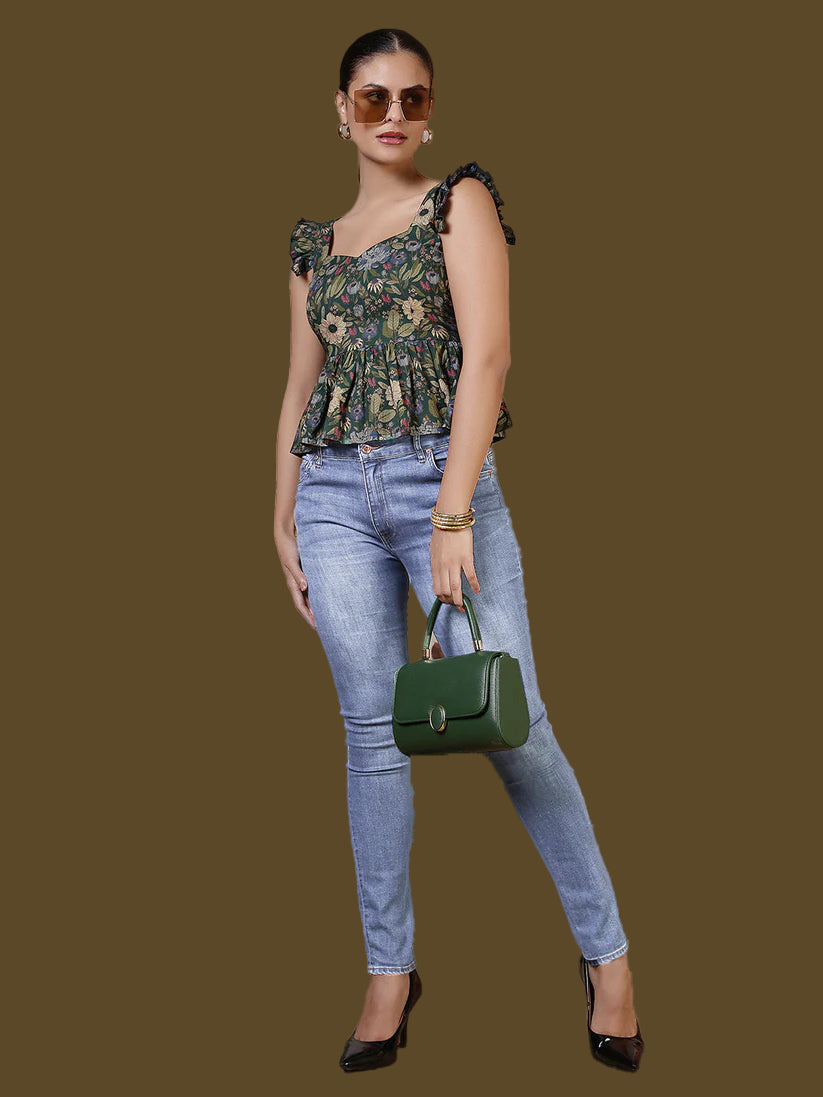 Green Printed Top