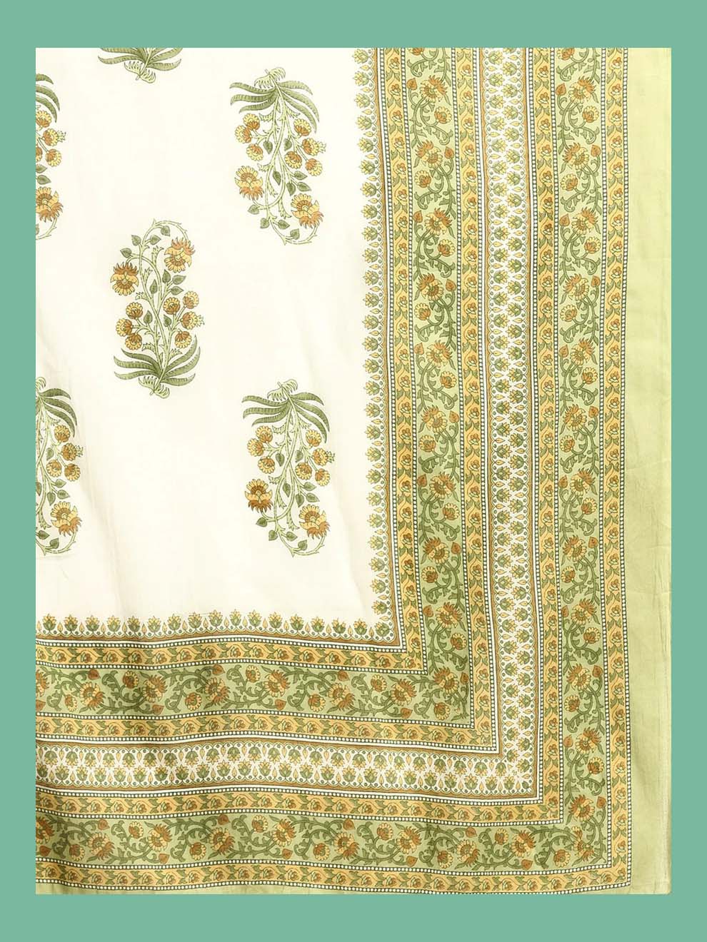 Green Floral Printed Anarkali Kurta With Trouser And Dupatta