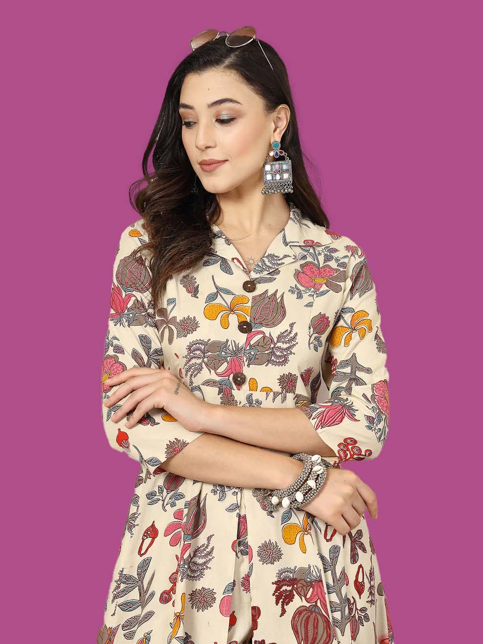Floral Printed Rayon A-Line Kurta Pant Set