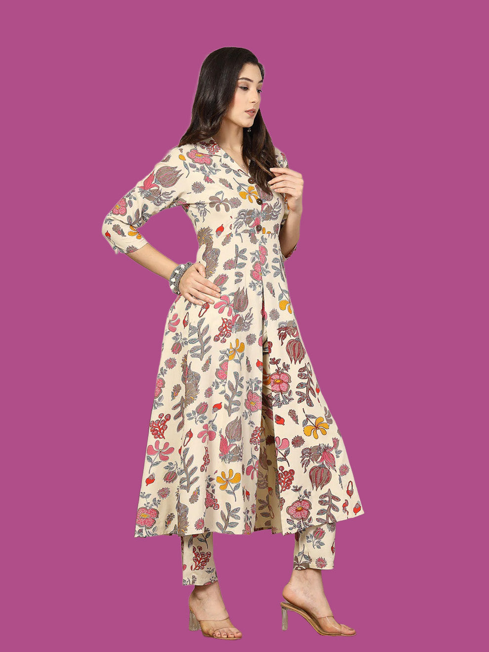 Floral Printed Rayon A-Line Kurta Pant Set