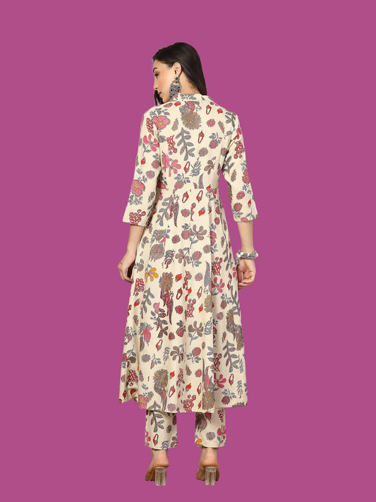 Floral Printed Rayon A-Line Kurta Pant Set