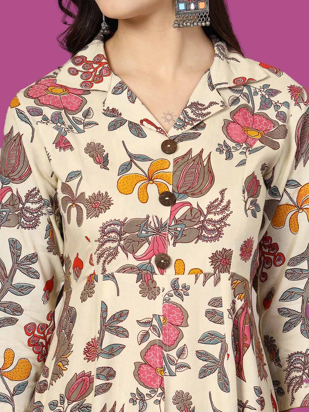 Floral Printed Rayon A-Line Kurta Pant Set