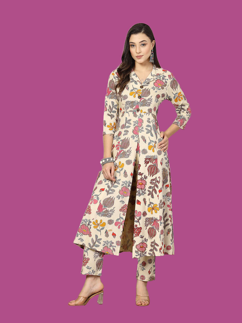 Floral Printed Rayon A-Line Kurta Pant Set