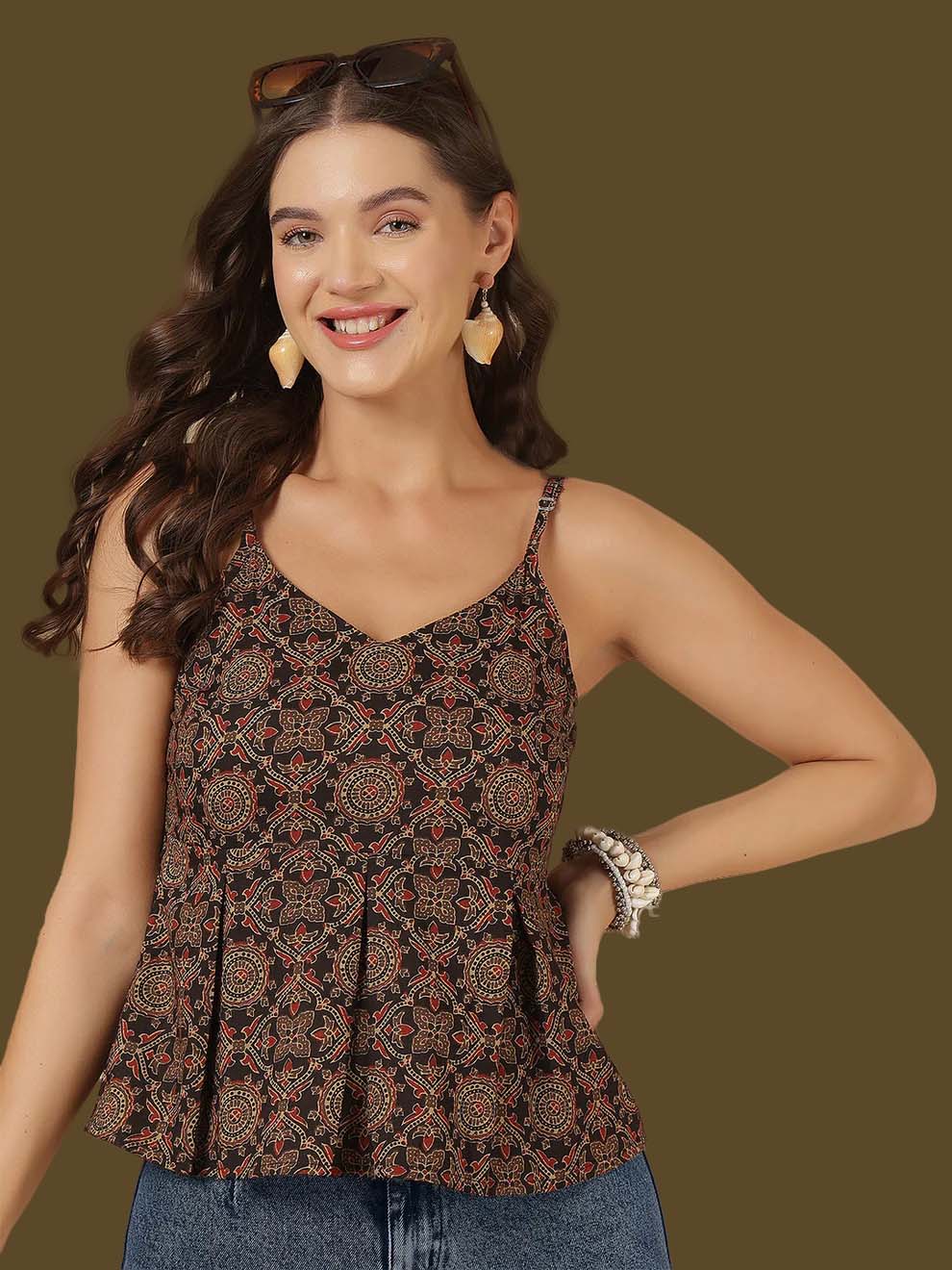 Black Printed Sleeveless Top