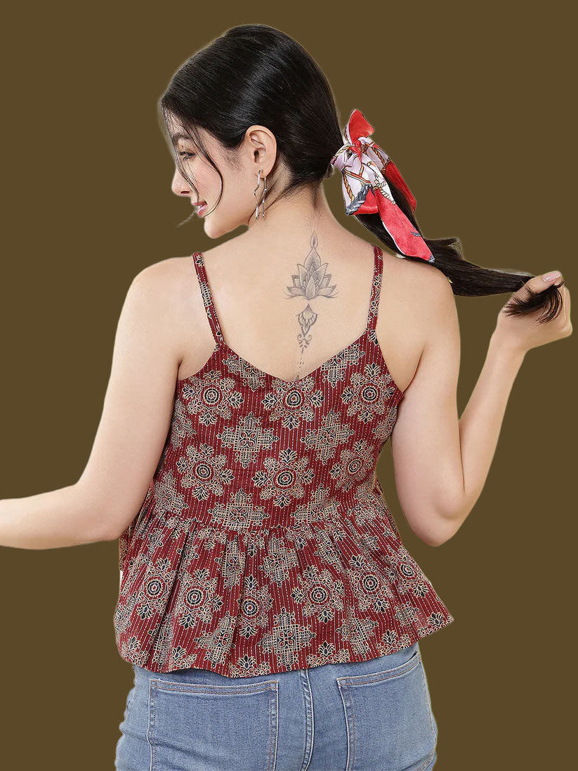 Women Maroon Printed Top