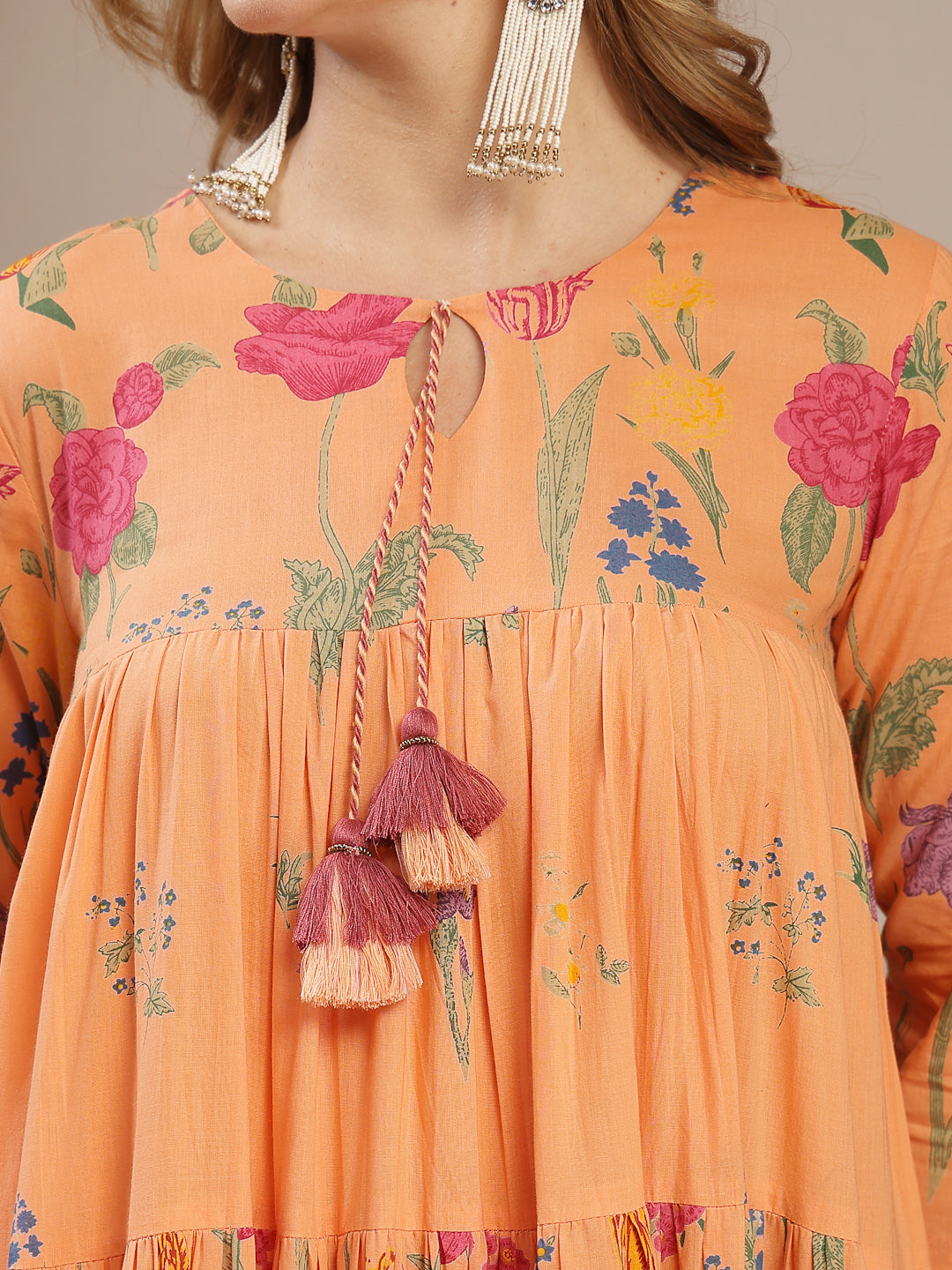 Anarkali Cotton Printed Kurta Set With Dupatta