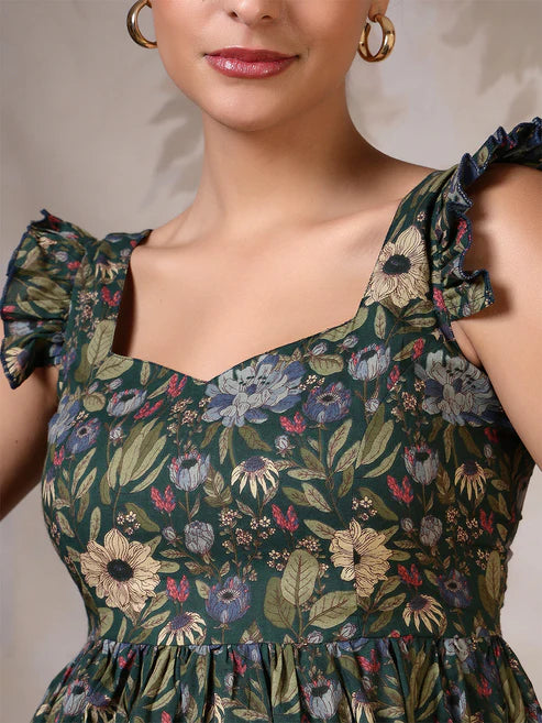 Green Printed Top