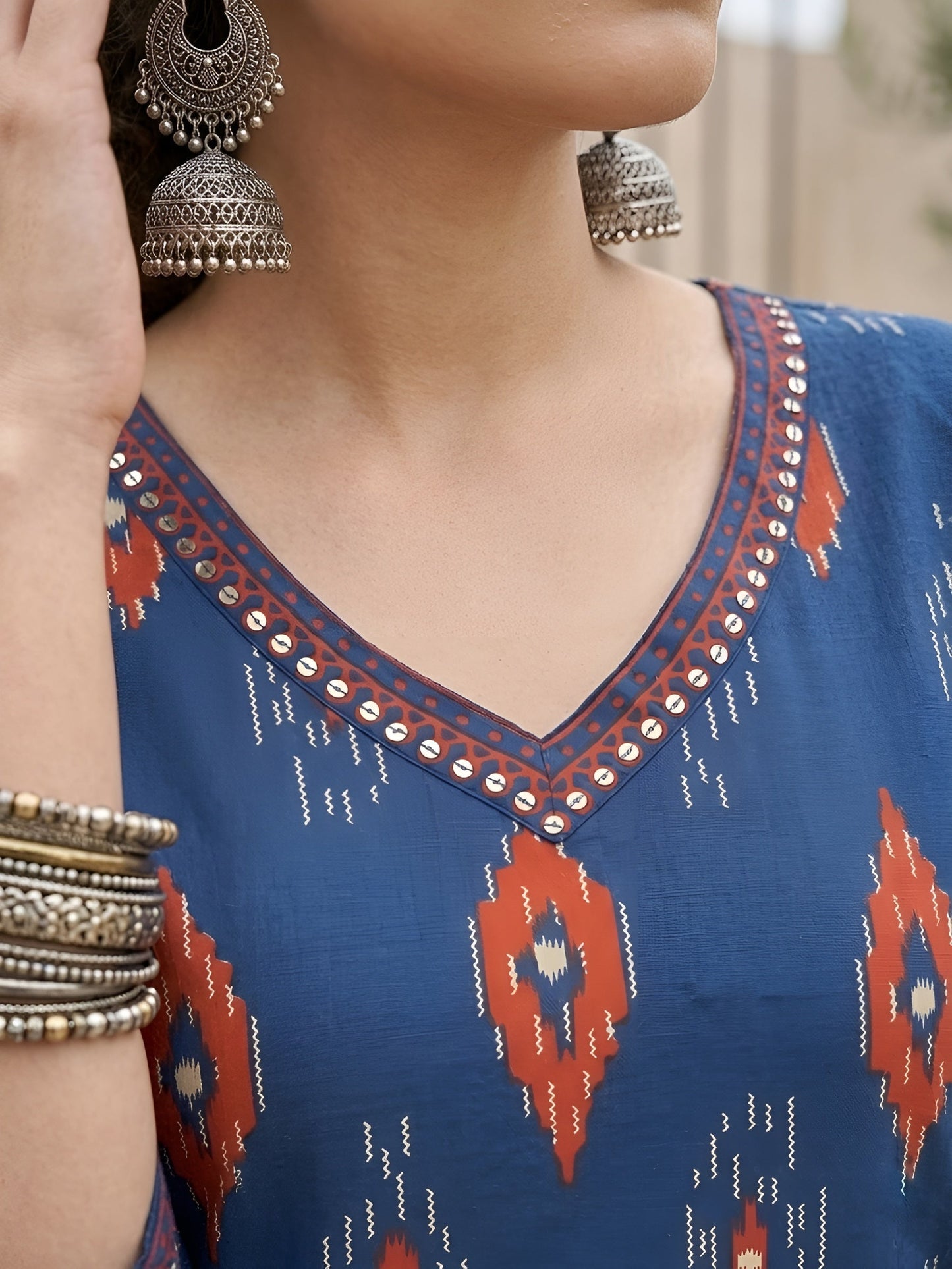 Printed Straight Kurta With Three Quarter Sleeves