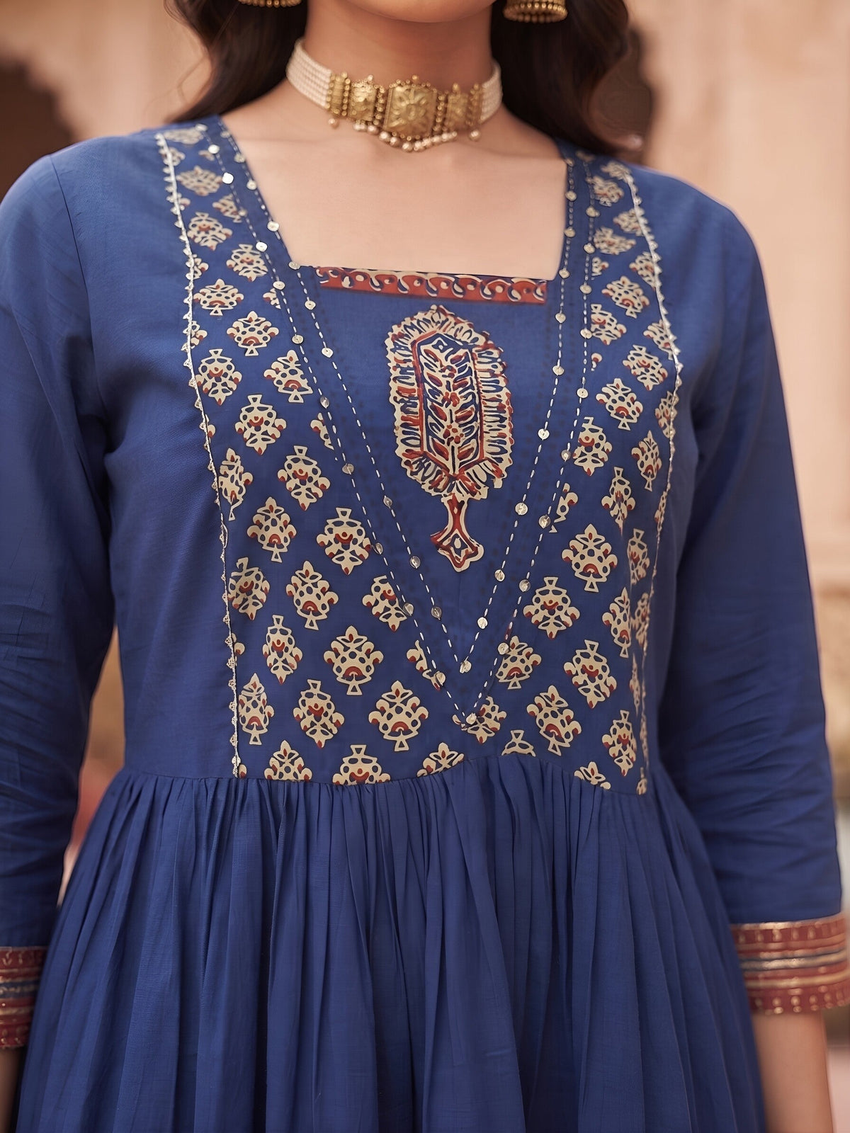 Printed Peplum Kurta Set With Dupatta