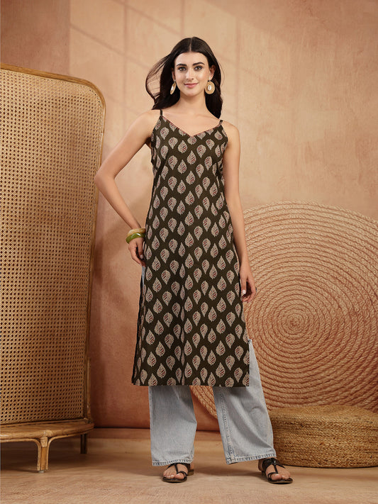 Ethnic Motif Printed Straight Kurti