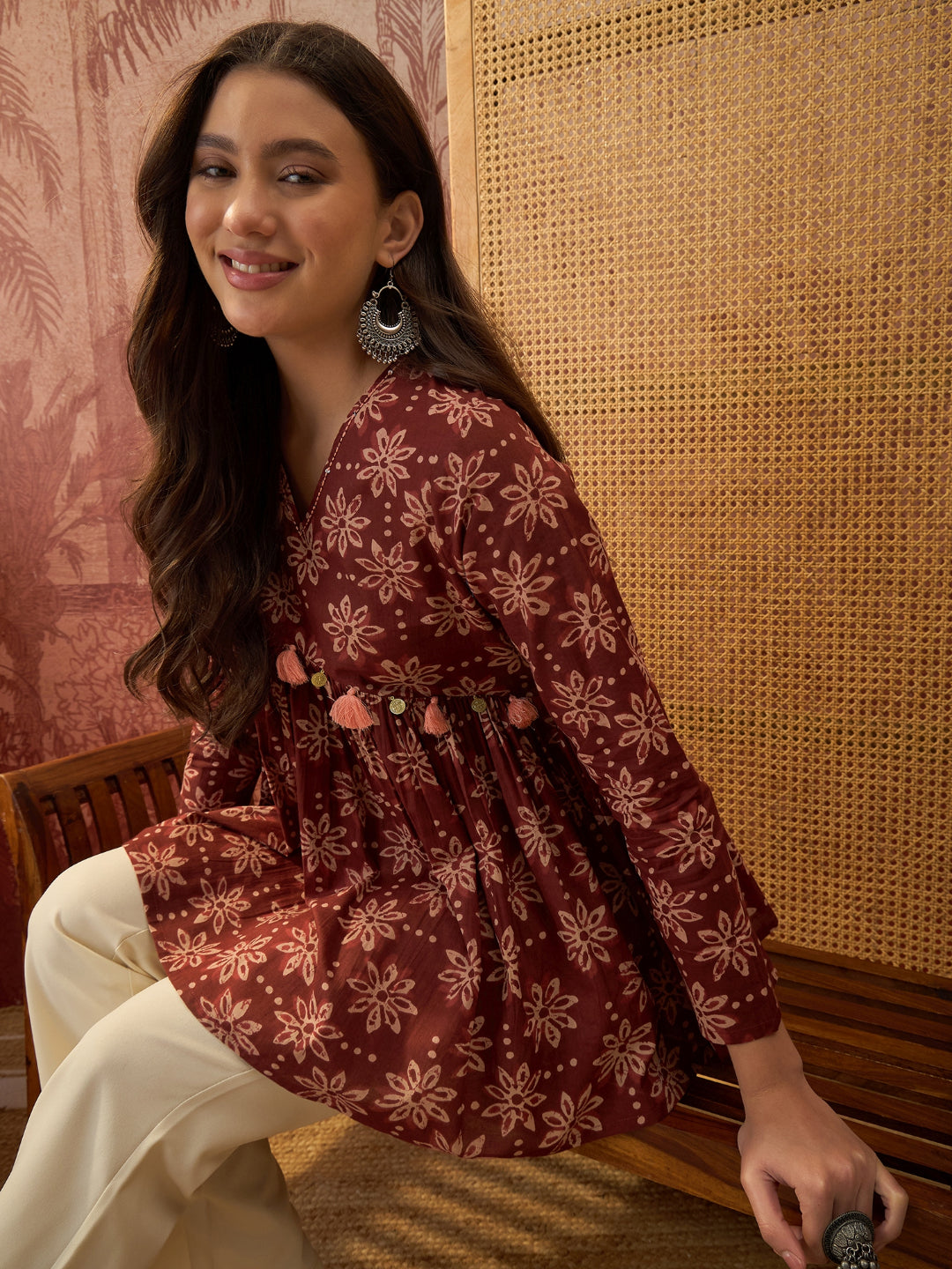 Ikkat Printed Cotton Empire Top